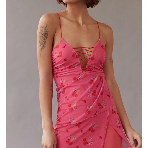UO Bright Side Lace-Up Mini Dress Size Small - Picture 4 of 16